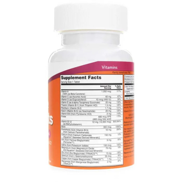 Мультивітаміни та мінерали, Mega B-12, Daily Vits, Now Foods, 60 таблеток