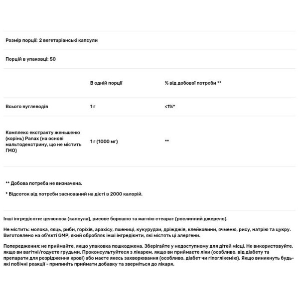 Женьшень, Panax Ginseng, Now Foods, 500 мг, 100 вегетаріанських капсул