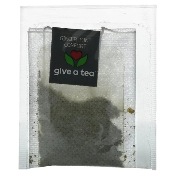 Чай з імбиром і м'ятою, Ginger Mint Comfort, NOW Foods, Give A Tea, заспокійливий, без кофеїну, 24 чайні пакетики, 48 г