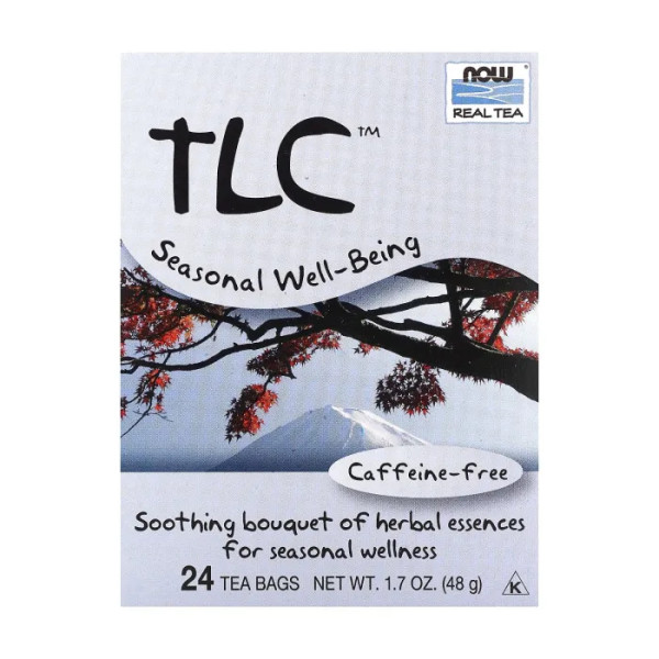 Чай вільне дихання, TLC, NOW Foods, Real Tea, без кофеїну, 24 пакетики, 48 г