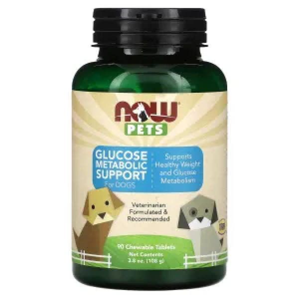 Стимулятор метаболізму глюкози, Glucose Metabolism Booster, Now Foods, Pets, керування вагою, для собак, 90 жувальних таблеток
