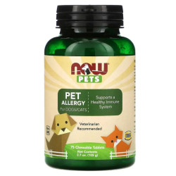 Витамины от аллергии для собак и кошек, жевательные, Pet Allergy for Dogs/Cats Now Foods Pets, 75 жевательных таблеток