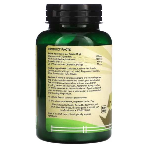 Вітаміни для собак і кішок, Pets UC-II Advanced Joint Mobility, NOW Foods, підтримка суглобів, 60 жувальних таблеток, 60 г