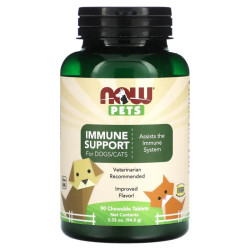 Імунна підтримка для собак та кішок, NOW Foods Pets Immune Support For Dogs/Cats, 90 жувальних таблеток, 94,5 г
