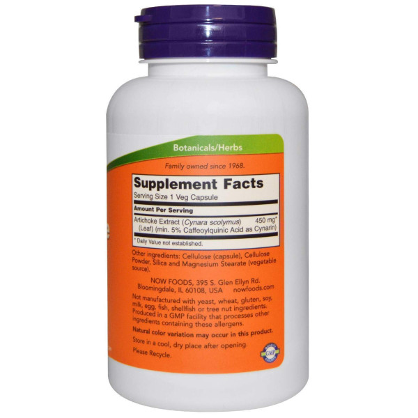 Артишок, Artichoke, NOW Foods, екстракт, 450 мг, 90 вегетаріанських капсул
