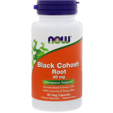 Корень клопогона гроновидного с лакрицией и дягилем, Now Foods Black Cohosh Root, 80 мг, 90 вегетарианских капсул