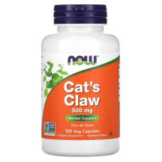 Кошачий коготь, NOW Foods Cat's Claw, 500 мг, 100 вегетарианских капсул