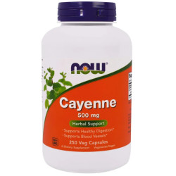 Кайенский перец 500 мг, Now Foods Cayenne, 250 вегетарианских капсул