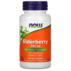 Бузина 500 мг, Now Foods Elderberry, 60 вегетарианских капсул