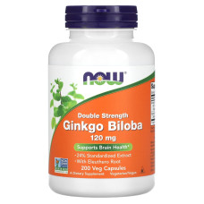 Гінкго білоба, Now Foods Ginkgo Biloba, 120 мг, 200 вегетаріанських капсул, подвійна сила