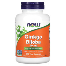 Гінкго білоба, Now Foods Ginkgo Biloba, 60 мг, 240 вегетаріанських капсул