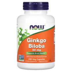 Гінкго білоба, Now Foods Ginkgo Biloba, 60 мг, 240 вегетаріанських капсул
