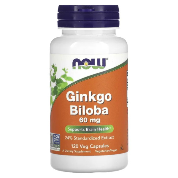 Гінкго білоба, Ginkgo Biloba, Now Foods, 60 мг, 120 кап.