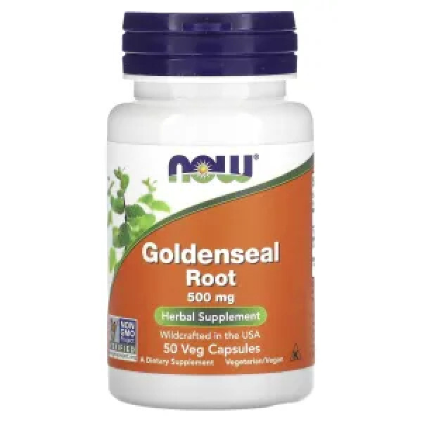 Гідрастис канадський, Goldenseal Root, Now Foods, 500 мг, 50 вегетаріанських капсул
