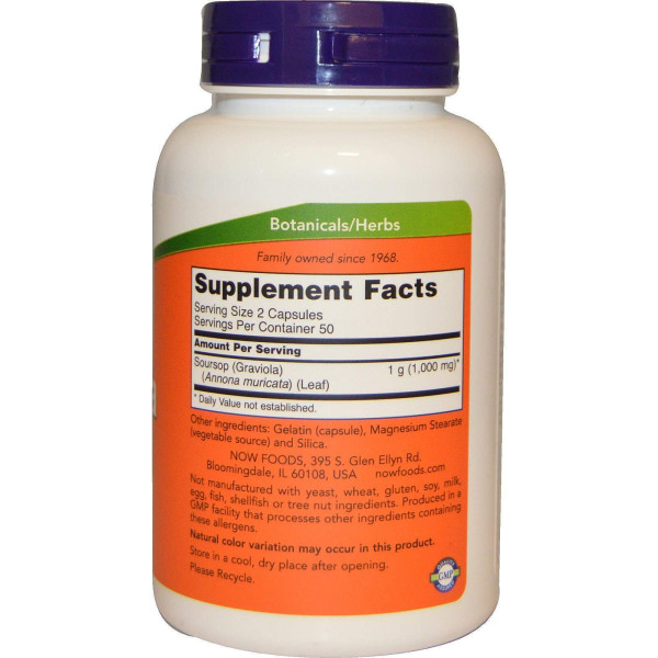Гравіола (Graviola), Now Foods, 500 мг, 100 вегетаріанських капсул