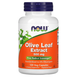 Екстракт листя оливи, NOW Foods Olive Leaf, 500 мг, 120 рослинних капсул