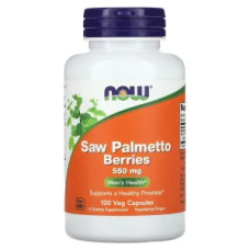 Со пальметто 550 мг, ягоды, Now Foods Saw Palmetto, 100 растительных капсул