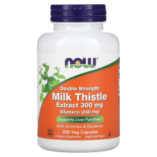 Расторопша, Now Foods Milk Thistle, экстракт двойной силы, 300 мг, 200 вегетарианских капсул.