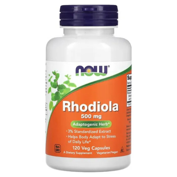 Родіола, Rhodiola, Now Foods, 500 мг, 120 вегетаріанських капсул
