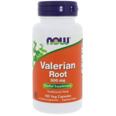Корінь валеріани 500 мг, Valerian Root Now Foods, 100 вегетаріанських капсул