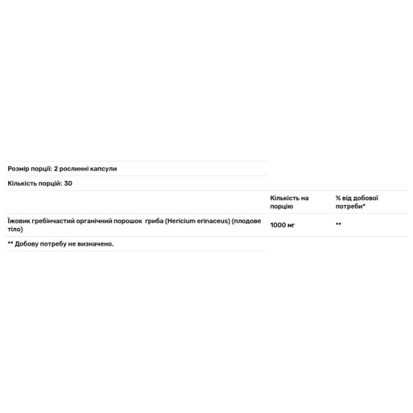 Їжовик гребінчастий, Lion's Mane, Now Foods, 60 рослинних капсул (500 мг в капсулі)