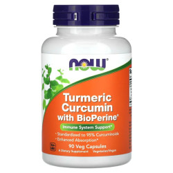 Куркумин с биоперином, NOW Foods Turmeric Curcumin, 90 вегетарианских капсул