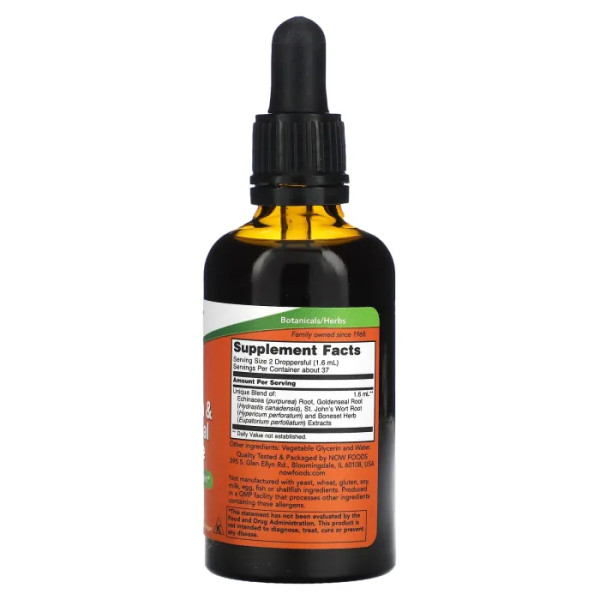 Ехінацея та гідрасстис, Echinacea & Goldenseal, NOW Foods, гліцерит, без спирту, 59 мл