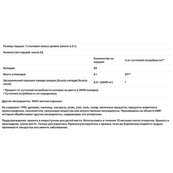 Волокна акации, Acacia Fiber, Now Foods, органик, порошок, 340 гр