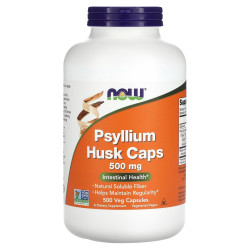 Подорожник, Now Foods Psyllium Husk, 500 мг, 500 вегетарианских капсул