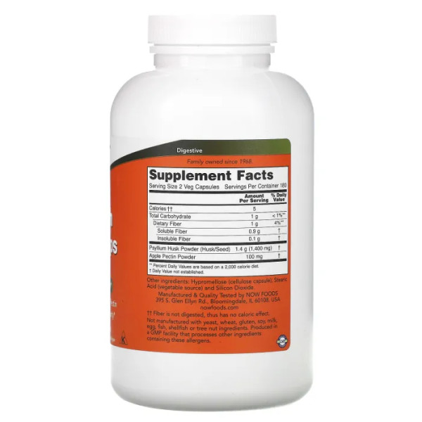 Подорожник, лушпиння із насіння, Psyllium Husk Caps, NOW Foods, 700 мг, 360 вегетаріанських капсул