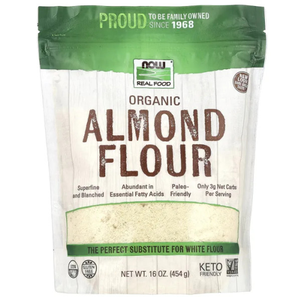 Мигдальне борошно, Organic Almond Flour, NOW Foods, органік, 454 г