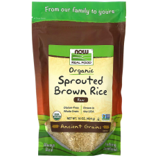 Пророщений коричневий рис, Now Foods Sprouted Brown Rice, органічний, сирий, 454 г.
