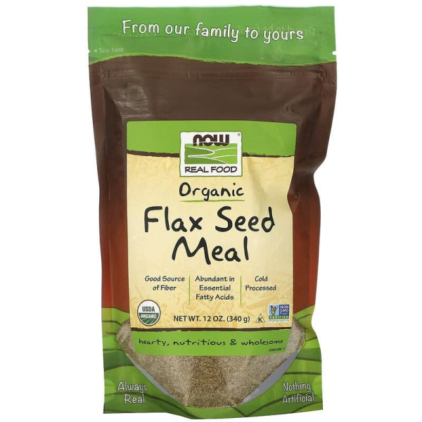 Лляне харчування, Flax Seed Meal, Now Foods, Real Food, органічна мука, 340 г