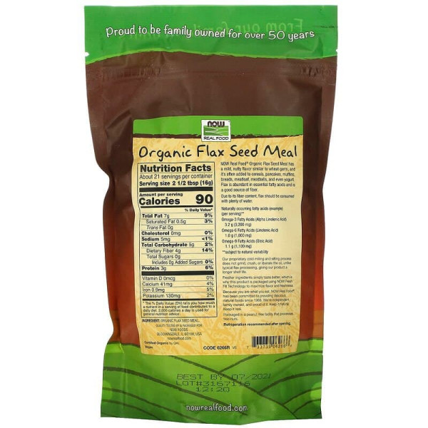 Лляне харчування, Flax Seed Meal, Now Foods, Real Food, органічна мука, 340 г