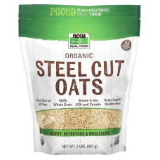 Вівсяні пластівці, NOW Foods Steel Cut Oats, органік, 907 г.