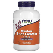 Гідролізат яловичого желатину, Now Foods Beef Gelatin, 550 мг, 200 капсул