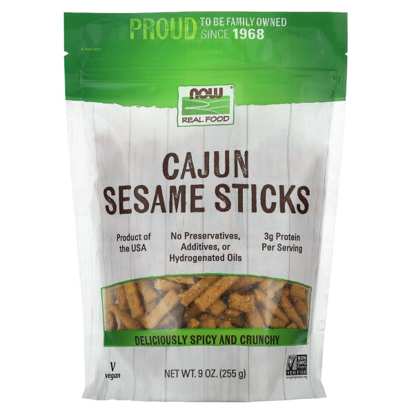 Кунжутні палички каджун, Cajun Sesame Sticks, NOW Foods, 255 г