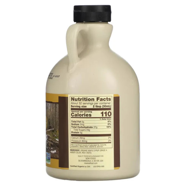 Кленовий сироп (бурштиновий), Maple Syrup, Now Foods, Real Food, органік, сорт А, 946 мл