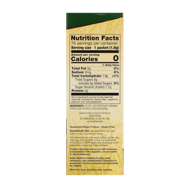 Ксиліт плюс, цукрозамінник, Xylitol Plus, NOW Foods, Real Food, 75 пакетиків по 1.8 г