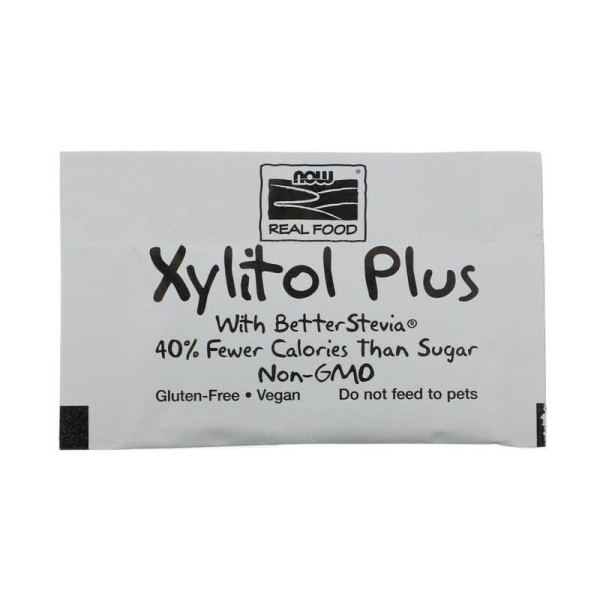 Ксиліт плюс, цукрозамінник, Xylitol Plus, NOW Foods, Real Food, 75 пакетиків по 1.8 г