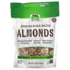Мигдаль смажений з морською сіллю, Now Foods Смажені Мигдалі, 454 г