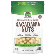 Макадамія горіхи, Real Food Macadamia Nuts, смажені в сухому вигляді, солоні, 255 г.
