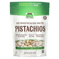 Фісташки, Now Foods Roasted Pistachios, сухі, смажені з морською сіллю, 340 г.