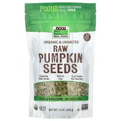 Гарбузове насіння, Now Foods Raw Pumpkin Seeds, органічне, несолене, 340 г
