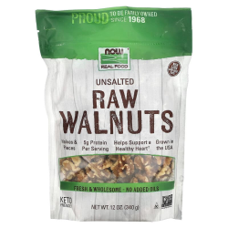 Волоськие орехи, Now Foods Raw Walnuts, несолёные, 340 г