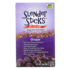 Напиток с виноградным вкусом, Slender Sticks Active, Now Foods, Real Food, 12 стиков по 4 г.