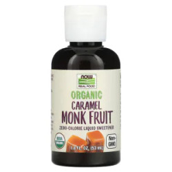Органік підсолоджувач, рідкий, зі смаком карамель, Organic Monk Fruit NOW Foods, 53 мл, Real Food