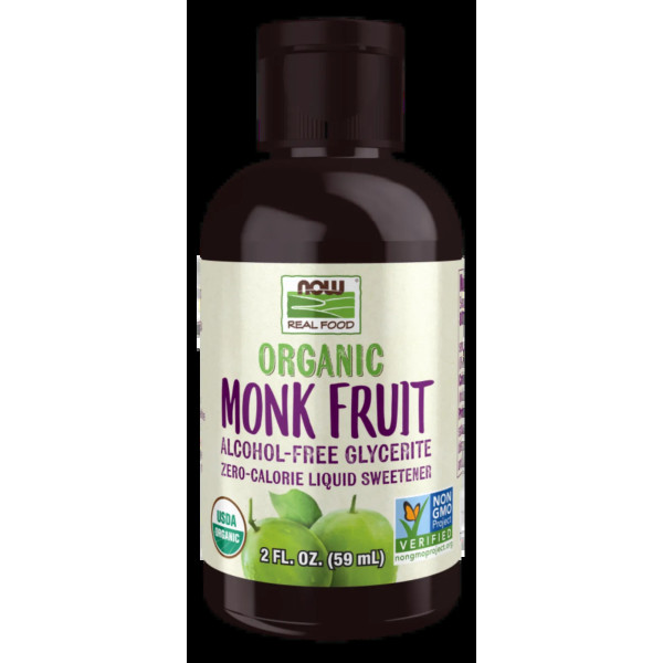 Підсолоджувач Monk Fruit з нульовою калорійністю, Sweetener, Now Foods, Real Food, безалкогольний гліцерит, органік, 59 мл