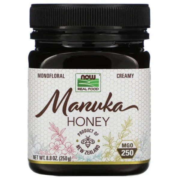 Манука мед, Manuka Honey, NOW Foods, Real Food, MGO 250, 250 гр