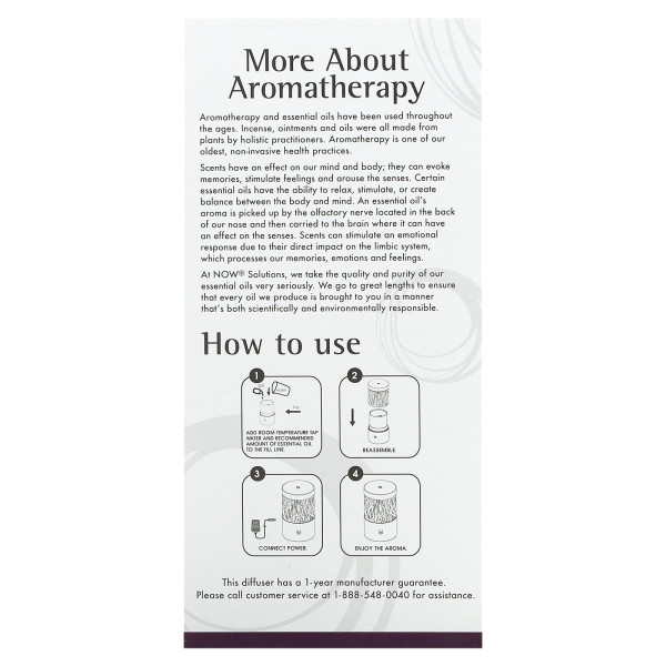 Дифузор ультразвуковий металевий, Solutions, Metal Touch Diffuser, Now Foods, 1 шт